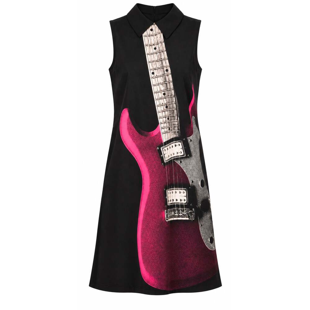 Moschino Cheap and Chic Electric Guitar Pink and Black A-Line Mini Dress